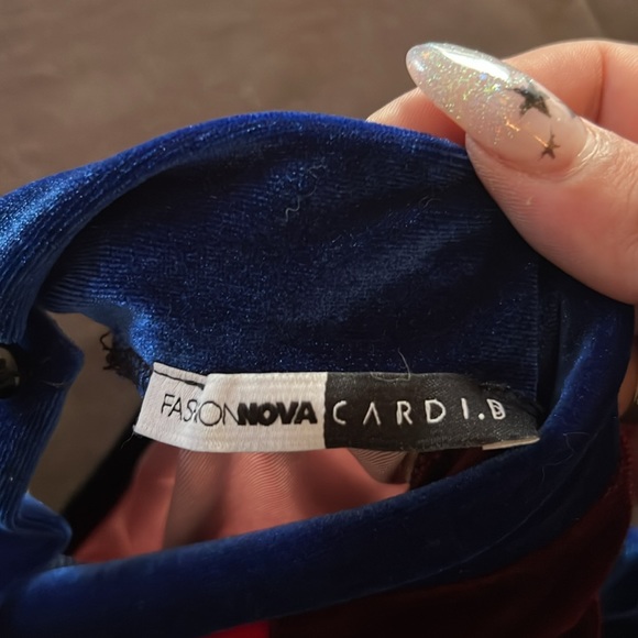 Cardi B x Fashion Nova Velvet Colorblock Dress - Picture 6 of 6